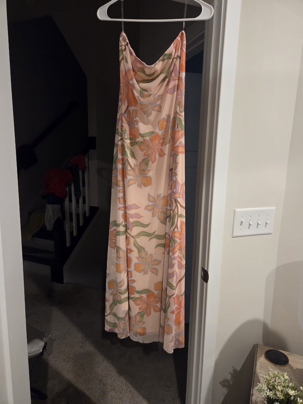 Floral Slip Maxi Dress in Peach and Orange